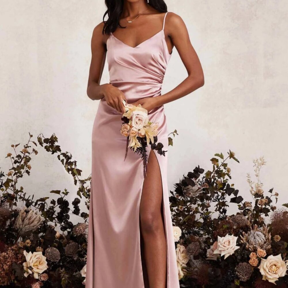 NWT Birdy Grey Catherine English Rose Shiny Satin Bridesmaid Dress
